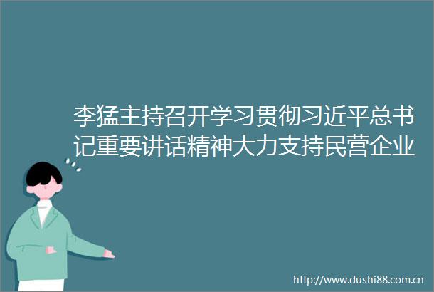 李猛主持召开学习贯彻总书记重要讲话精神大力支持民营企业发展座谈会
