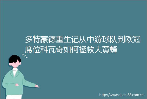 多特蒙德重生记从中游球队到欧冠席位科瓦奇如何拯救大黄蜂