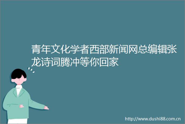 青年文化学者西部新闻网总编辑张龙诗词腾冲等你回家