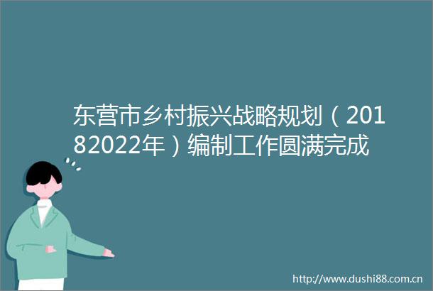 东营市乡村振兴战略规划（20182022年）编制工作圆满完成