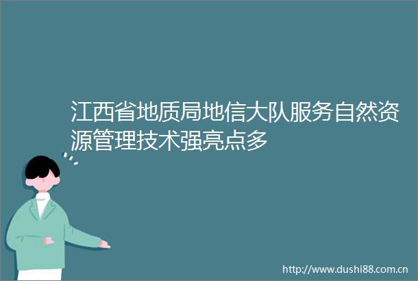 江西省地质局地信大队服务自然资源管理技术强亮点多
