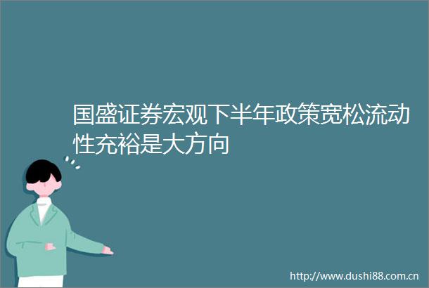 国盛证券宏观下半年政策宽松流动性充裕是大方向