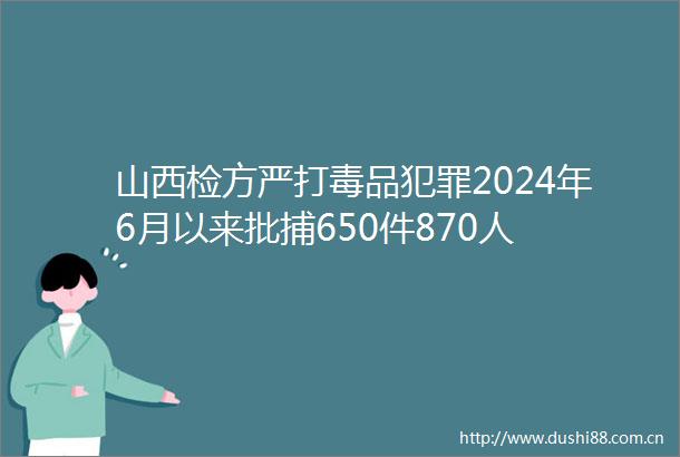 山西检方严打毒品2024年6月以来批捕650件870人