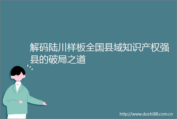 解码陆川样板全国县域知识产权强县的破局之道