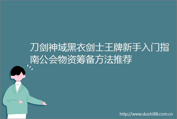 刀剑神域黑衣剑士王牌新手入门指南公会物资筹备方法推荐
