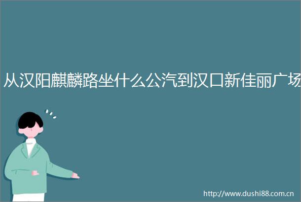 从汉阳麒麟路坐什么公汽到汉口新佳丽广场