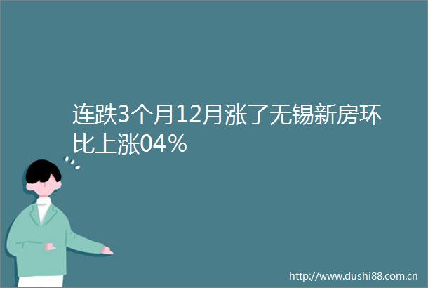 连跌3个月12月涨了无锡新房环比上涨04％