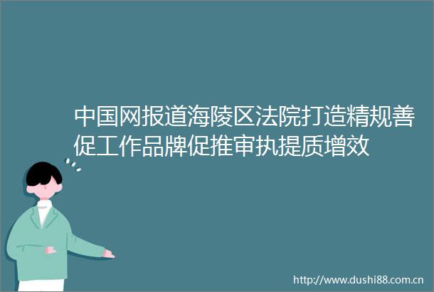 网报道海陵区打造精规善促工作品牌促推审执提质增效