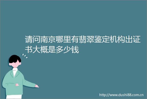 请问南京哪里有翡翠鉴定机构出证书大概是多少钱