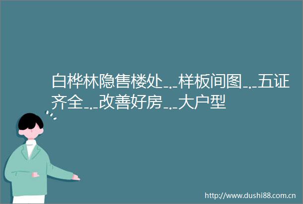 白桦林隐售楼处﹎样板间图﹎五证齐全﹎改善好房﹎大户型