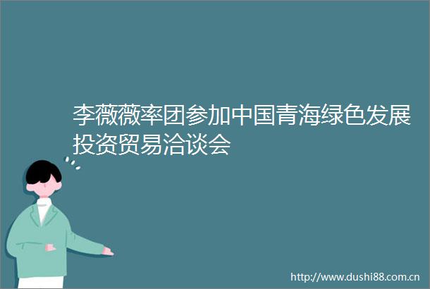 李薇薇率团参加青海绿色发展投资贸易洽谈会