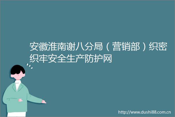 安徽淮南谢八分局（营销部）织密织牢安全生产防护网