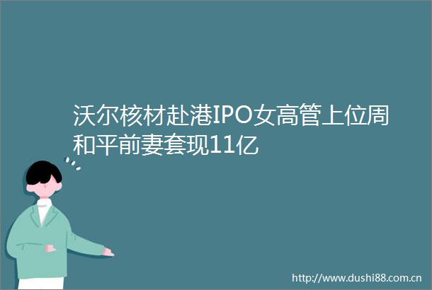 沃尔核材赴港IPO女高管上位周和平前妻套现11亿