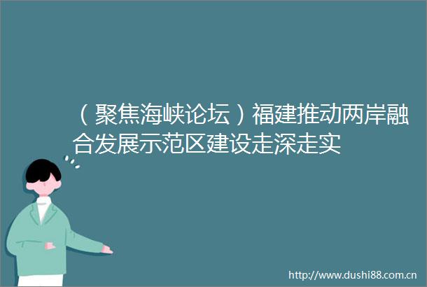 （聚焦海峡论坛）福建推动两岸融合发展示范区建设走深走实