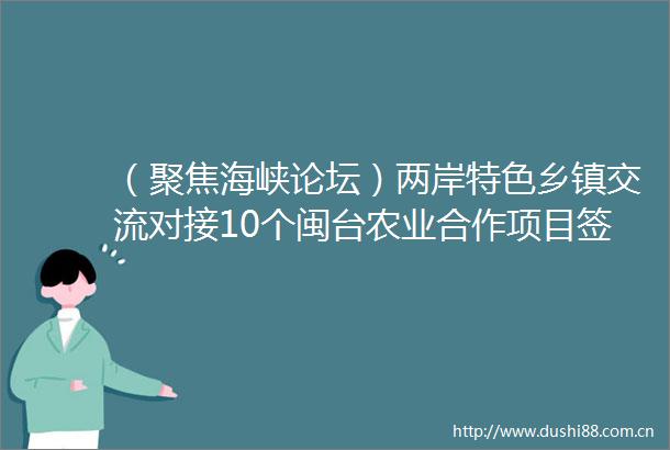 （聚焦海峡论坛）两岸特色乡镇交流对接10个闽台农业合作项目签约