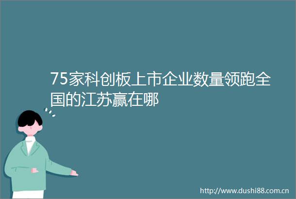 75家科创板上市企业数量领跑全国的江苏赢在哪