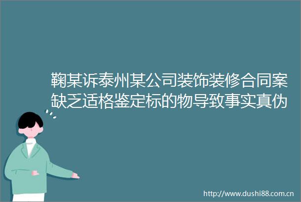 鞠某诉泰州某公司装饰装修合同案缺乏适格鉴定标的物导致事实真伪不明情况下的举证责任分配