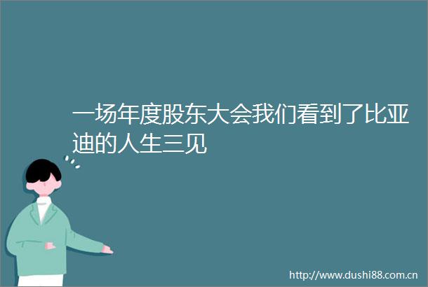 一场年度股东大会我们看到了比亚迪的人生三见