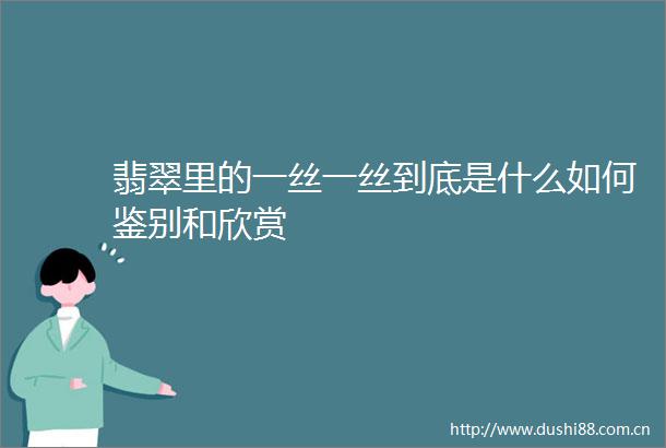翡翠里的一丝一丝到底是什么如何鉴别和欣赏