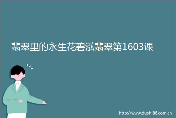 翡翠里的永生花碧泓翡翠第1603课
