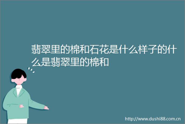 翡翠里的棉和石花是什么样子的什么是翡翠里的棉和