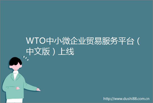 WTO中小微企业贸易服务平台（中文版）上线