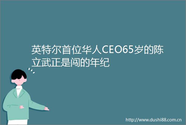 英特尔首位华人CEO65岁的陈立武正是闯的年纪