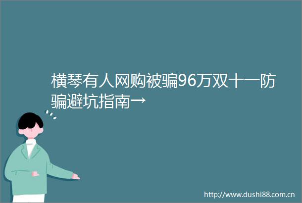 横琴有人网购被96万双十一防避坑指南→