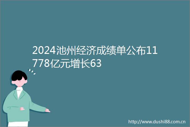 2024池州经济成绩单公布11778亿元增长63