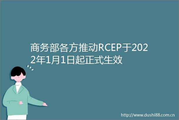 商务部各方推动RCEP于2022年1月1日起正式生效
