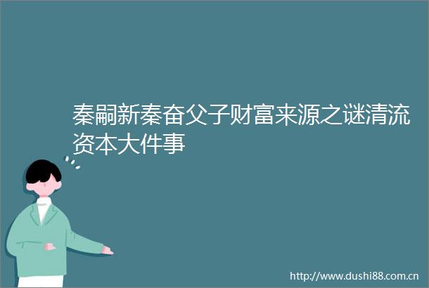 秦嗣新秦奋父子财富来源之谜清流资本大件事