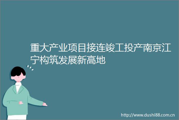 重大产业项目接连竣工投产南京江宁构筑发展新高地