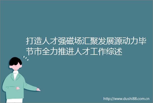 打造人才强磁场汇聚发展源动力毕节市全力推进人才工作综述