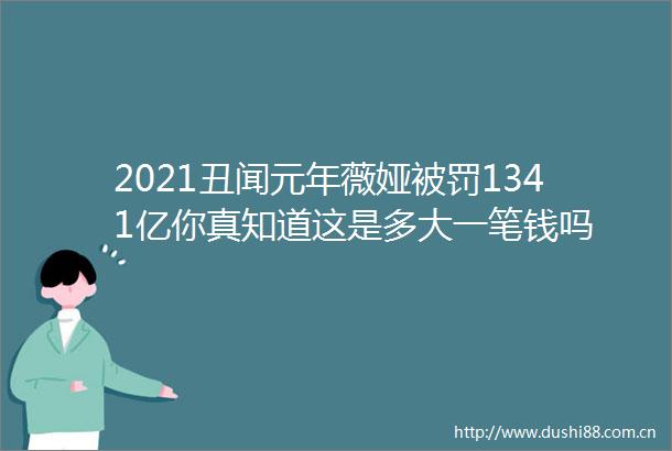 2021丑闻元年薇娅1341亿你真知道这是多大一笔钱吗