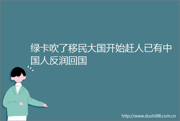 绿卡吹了移民大国开始赶人已有人反润回国