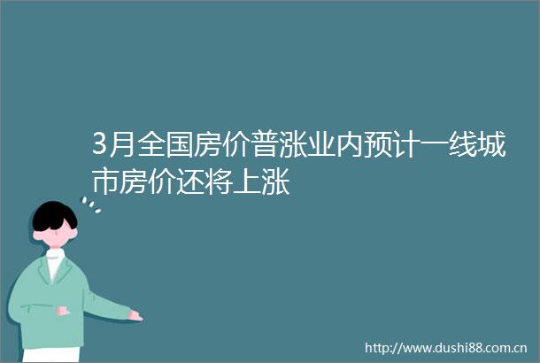 3月全国房价普涨业内预计一线城市房价还将上涨
