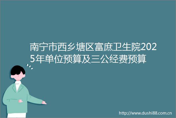 南宁市西乡塘区富庶卫生院2025年单位预算及三公经费预算