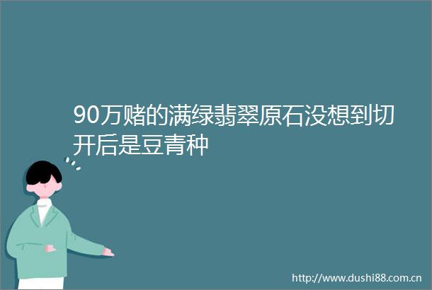 90万赌的满绿翡翠原石没想到切开后是豆青种
