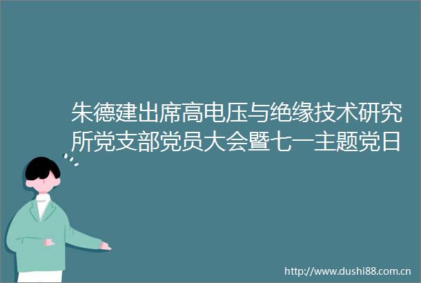 朱德建出席高电压与绝缘技术研究所党支部党员大会暨七一主题党日活动