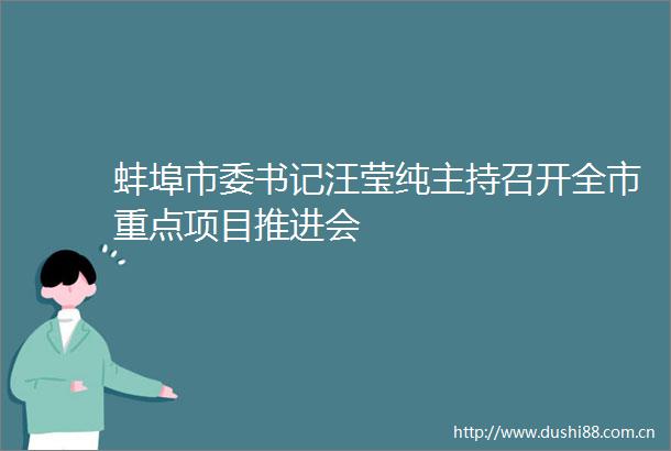 蚌埠市委书记汪莹纯主持召开全市重点项目推进会