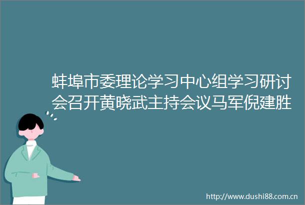 蚌埠市委理论学习中心组学习研讨会召开黄晓武主持会议马军倪建胜杨森王庆武参加