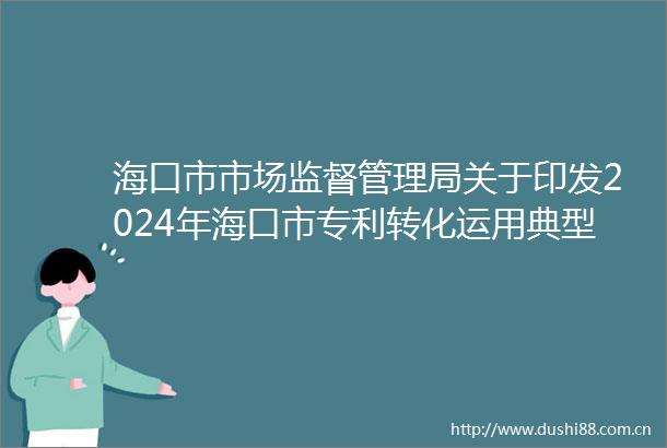 海口市市场监督管理局关于印发2024年海口市专利转化运用典型案例的通知