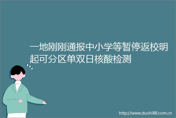 一地刚刚通报中小学等暂停返校明起可分区单双日核酸检测