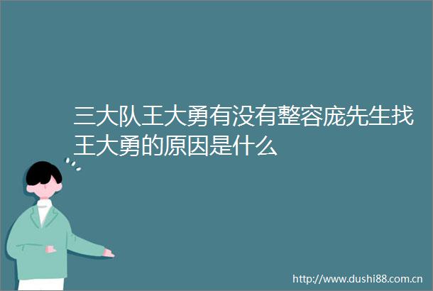 三大队王大勇有没有整容庞先生找王大勇的原因是什么