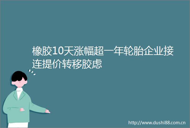 橡胶10天涨幅超一年轮胎企业接连提价转移胶虑
