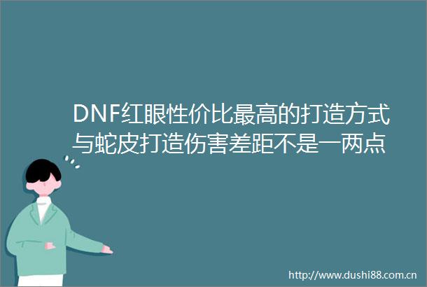 DNF红眼性价比最高的打造方式与蛇皮打造伤害差距不是一两点