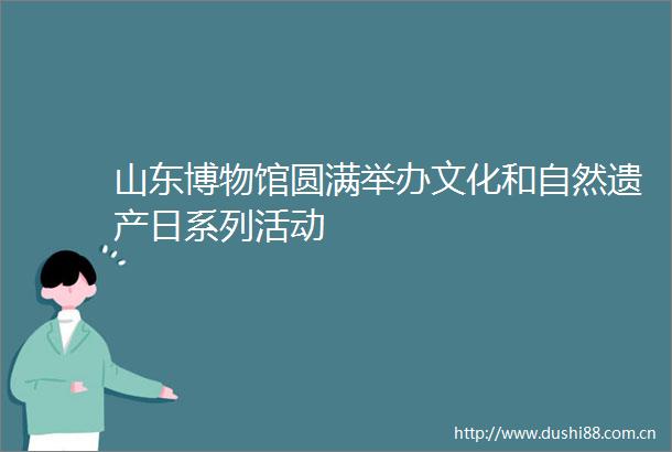 山东博物馆圆满举办文化和自然遗产日系列活动