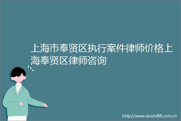 上海市奉贤区执行案件律师价格上海奉贤区律师咨询