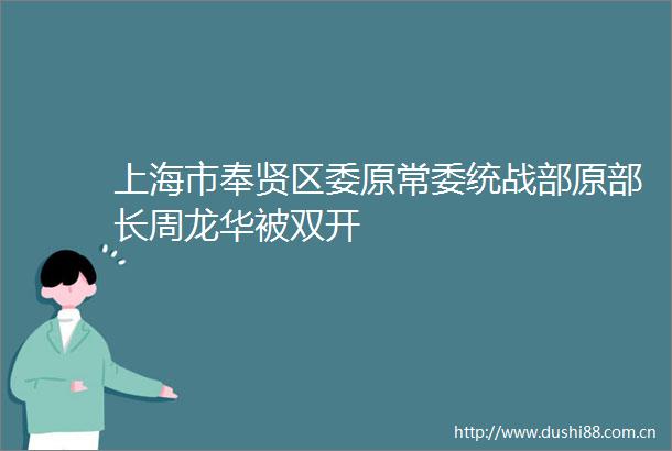 上海市奉贤区委原常委统战部原部长周龙华被双开