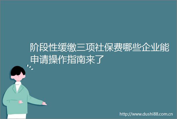 阶段性缓缴三项社保费哪些企业能申请操作指南来了